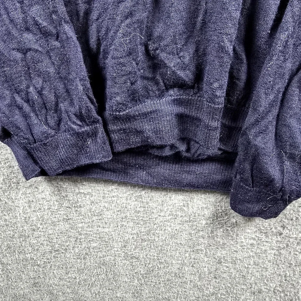 Hugo Boss Knit Polo Sweater Men L Virgin Wool Navy Blue 100%‎ Wool 50298478